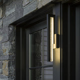 Hubbardton Forge 2018 Coastal Black Seeded Clear Glass (II) Edge Medium LED Outdoor Sconce