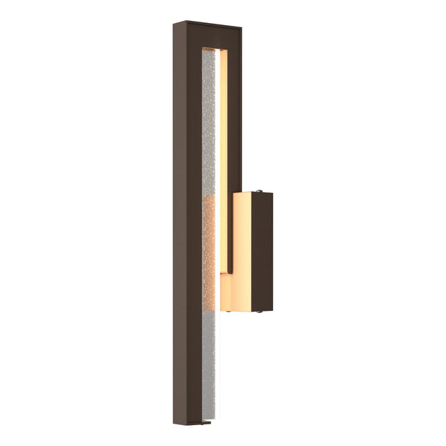 Hubbardton Forge 2018 Coastal Bronze Seeded Clear Glass (II) Edge Medium LED Outdoor Sconce