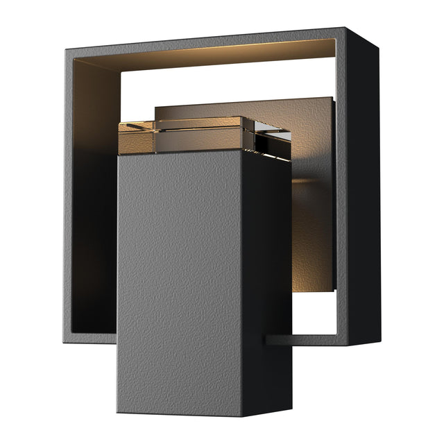 Hubbardton Forge 2018 Coastal Black Coastal Black Clear Glass (ZM) Shadow Box Small Outdoor Sconce