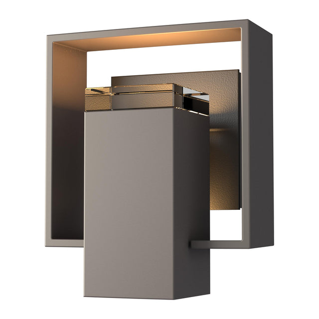 Hubbardton Forge 2018 Coastal Dark Smoke Coastal Black Clear Glass (ZM) Shadow Box Small Outdoor Sconce