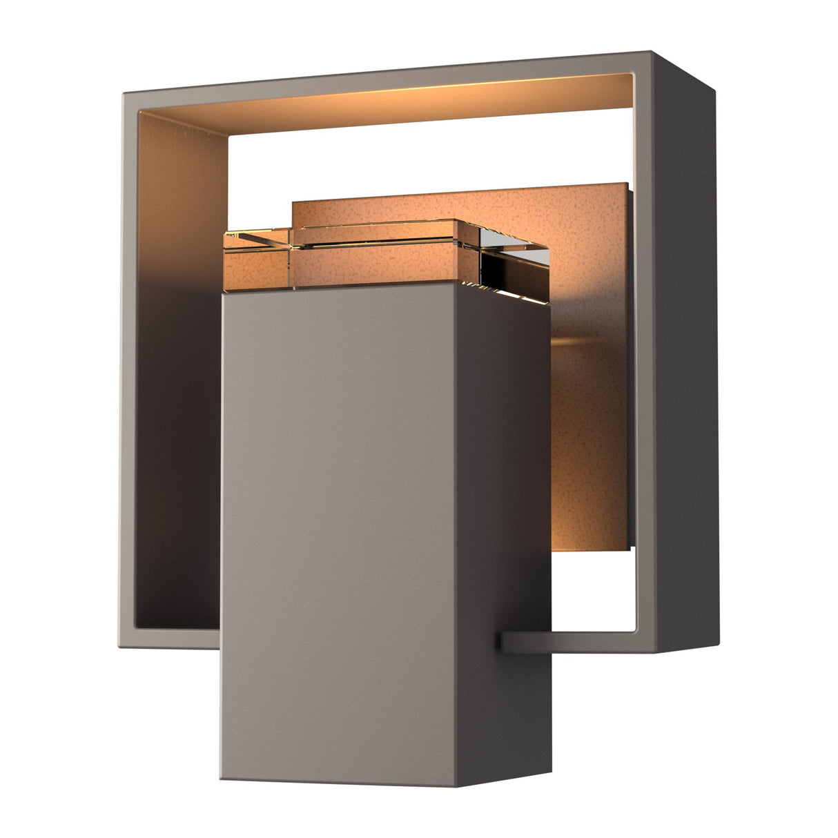 Hubbardton Forge 2018 Coastal Dark Smoke Coastal Bronze Clear Glass (ZM) Shadow Box Small Outdoor Sconce