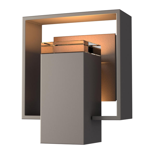 Hubbardton Forge 2018 Coastal Dark Smoke Coastal Bronze Clear Glass (ZM) Shadow Box Small Outdoor Sconce