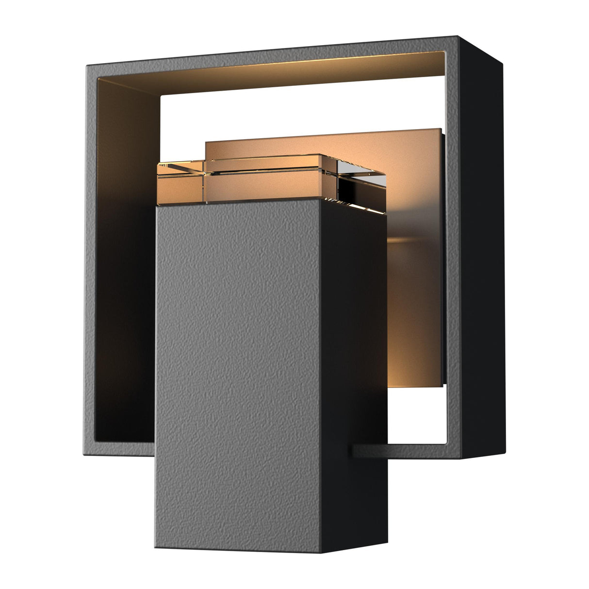 Hubbardton Forge 2018 Coastal Black Coastal Dark Smoke Clear Glass (ZM) Shadow Box Small Outdoor Sconce