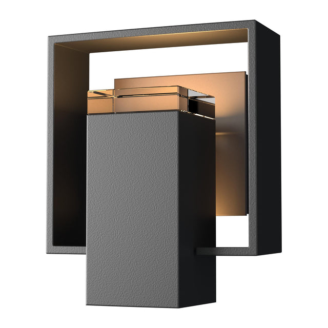 Hubbardton Forge 2018 Coastal Black Coastal Dark Smoke Clear Glass (ZM) Shadow Box Small Outdoor Sconce
