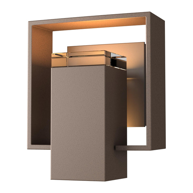 Hubbardton Forge 2018 Coastal Bronze Coastal Dark Smoke Clear Glass (ZM) Shadow Box Small Outdoor Sconce