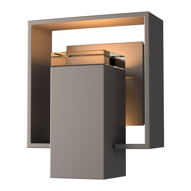 Hubbardton Forge 2018 Coastal Dark Smoke Coastal Dark Smoke Clear Glass (ZM) Shadow Box Small Outdoor Sconce