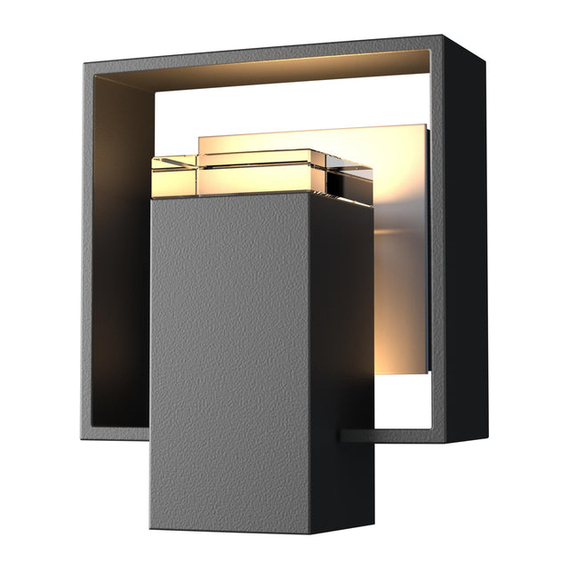 Hubbardton Forge 2018 Coastal Black Coastal Burnished Steel Clear Glass (ZM) Shadow Box Small Outdoor Sconce