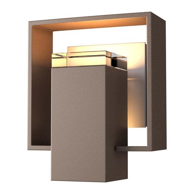 Hubbardton Forge 2018 Coastal Bronze Coastal Burnished Steel Clear Glass (ZM) Shadow Box Small Outdoor Sconce