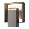Hubbardton Forge 2018 Coastal Dark Smoke Coastal Burnished Steel Clear Glass (ZM) Shadow Box Small Outdoor Sconce