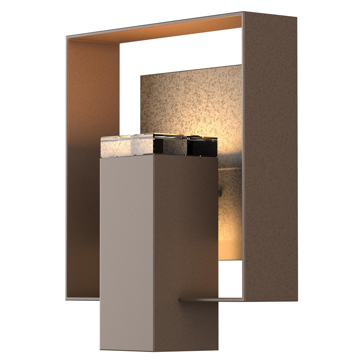 Hubbardton Forge 2018 Coastal Bronze Coastal Natural Iron Clear Glass (ZM) Shadow Box Outdoor Sconce