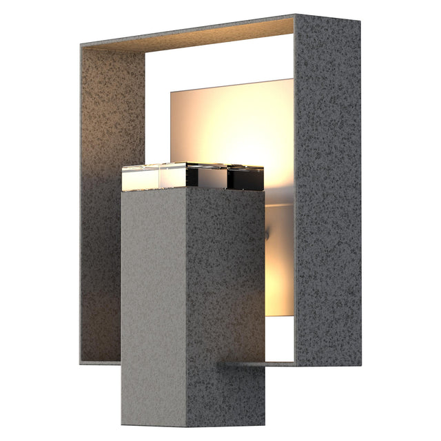 Hubbardton Forge 2018 Coastal Natural Iron Coastal Burnished Steel Clear Glass (ZM) Shadow Box Outdoor Sconce