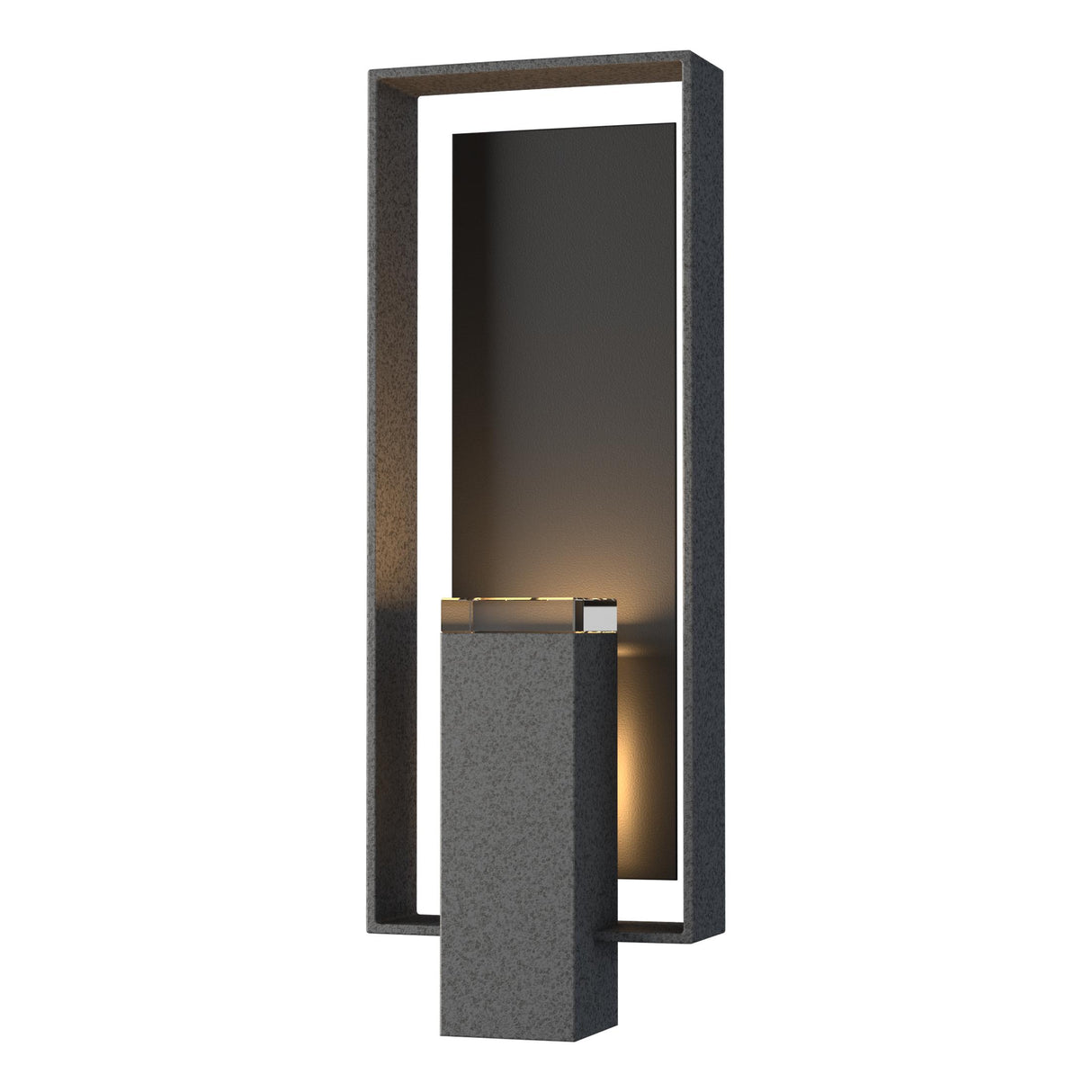 Hubbardton Forge 2018 Coastal Natural Iron Coastal Black Clear Glass (ZM) Shadow Box Large Outdoor Sconce