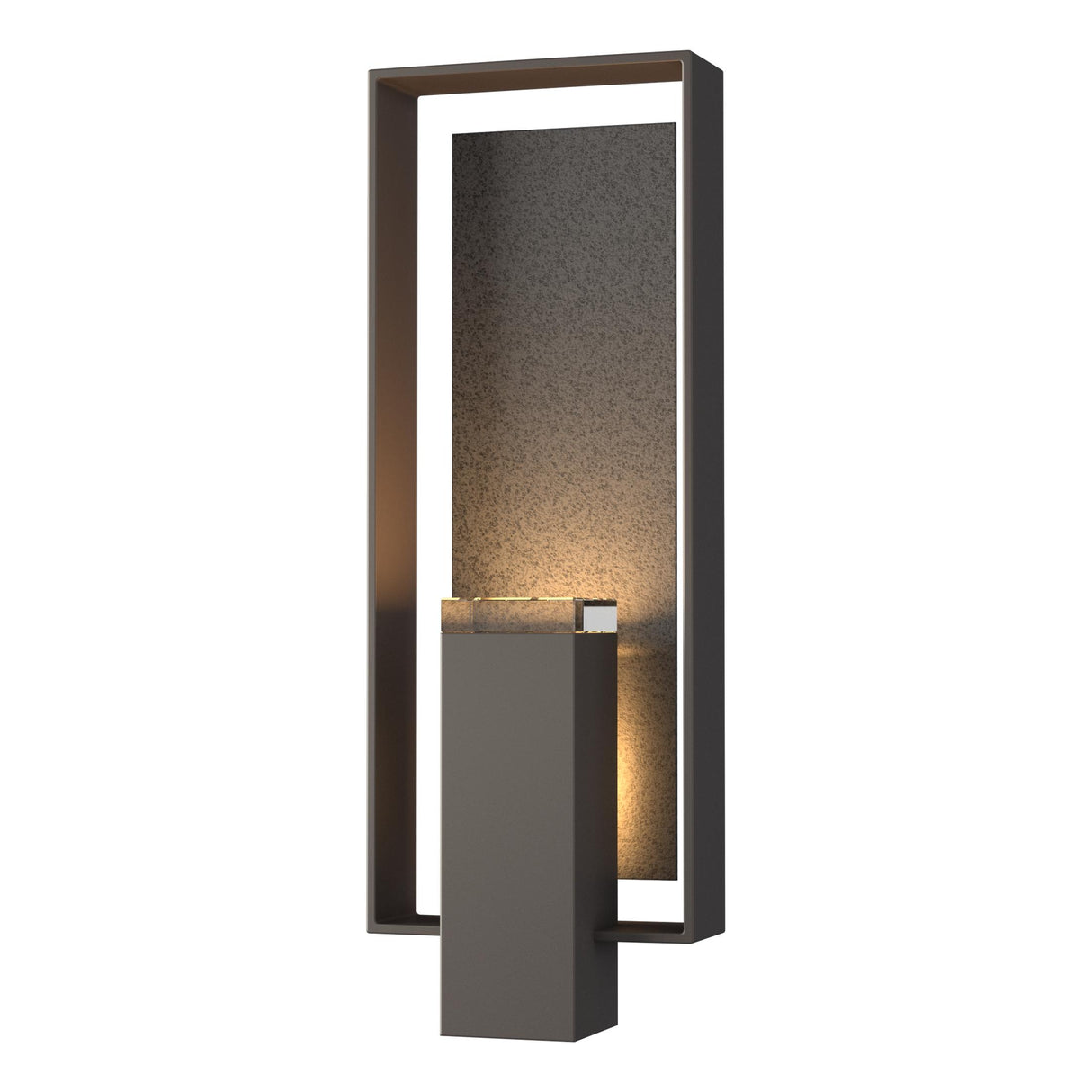 Hubbardton Forge 2018 Coastal Dark Smoke Coastal Natural Iron Clear Glass (ZM) Shadow Box Large Outdoor Sconce