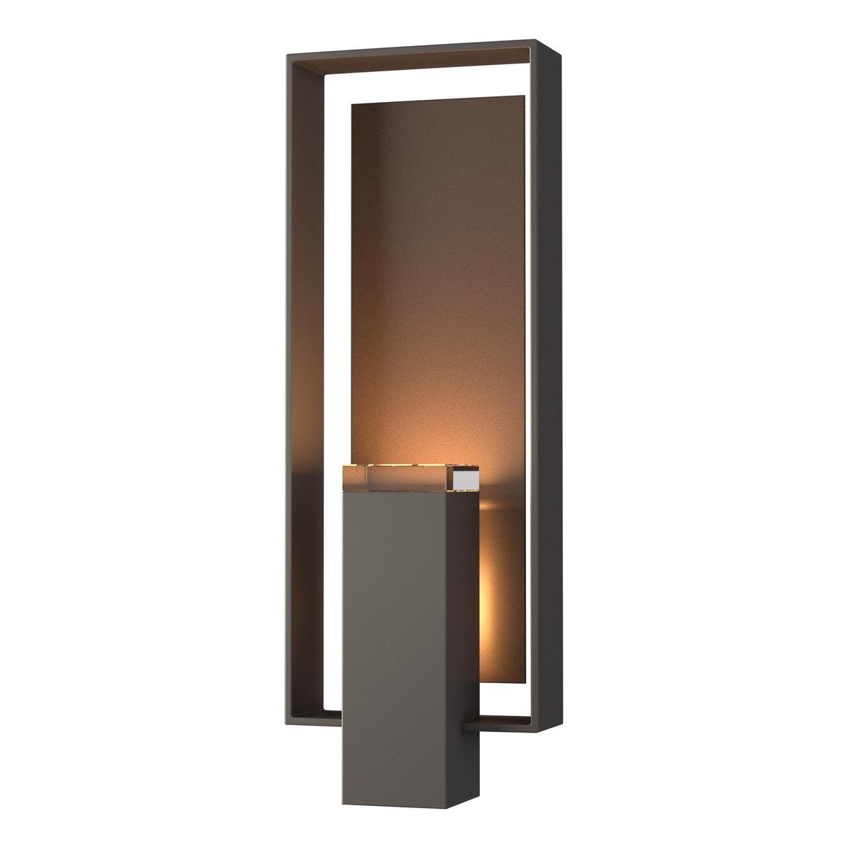 Hubbardton Forge 2018 Coastal Dark Smoke Coastal Bronze Clear Glass (ZM) Shadow Box Large Outdoor Sconce