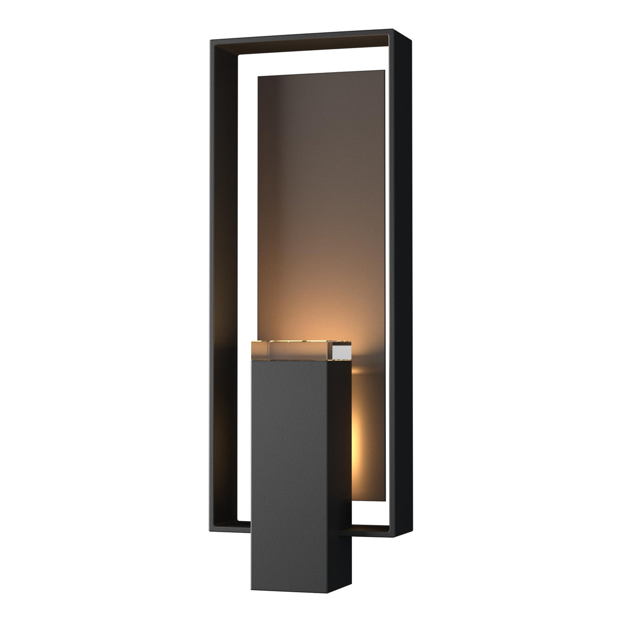 Hubbardton Forge 2018 Coastal Black Coastal Dark Smoke Clear Glass (ZM) Shadow Box Large Outdoor Sconce