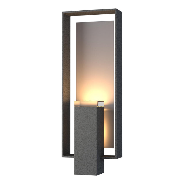 Hubbardton Forge 2018 Coastal Natural Iron Coastal Burnished Steel Clear Glass (ZM) Shadow Box Large Outdoor Sconce