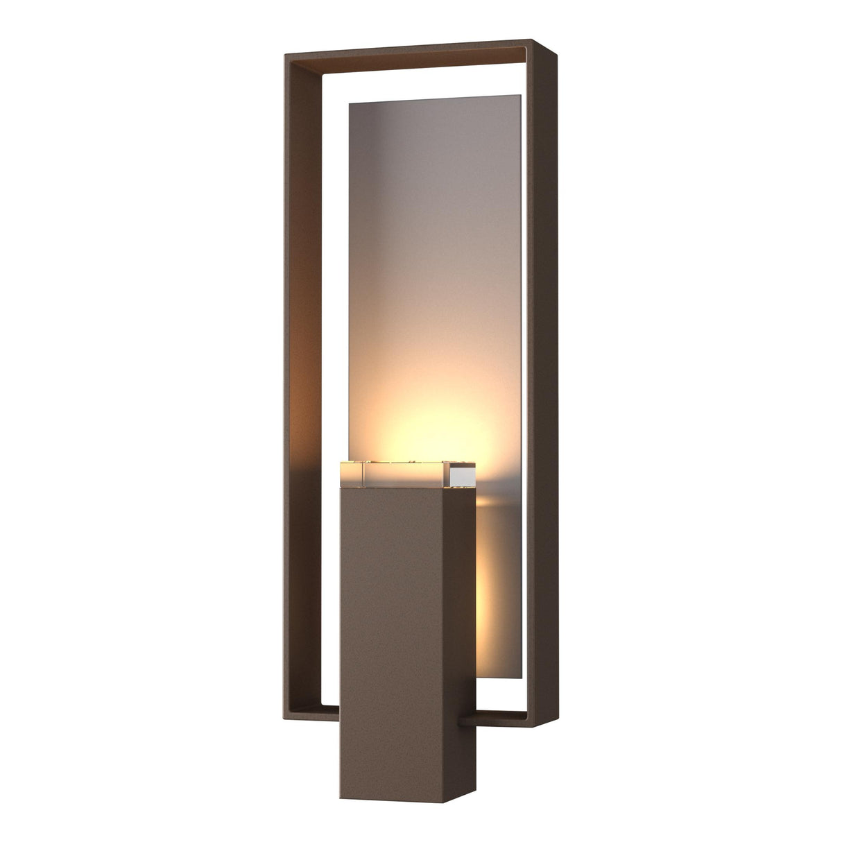 Hubbardton Forge 2018 Coastal Bronze Coastal Burnished Steel Clear Glass (ZM) Shadow Box Large Outdoor Sconce