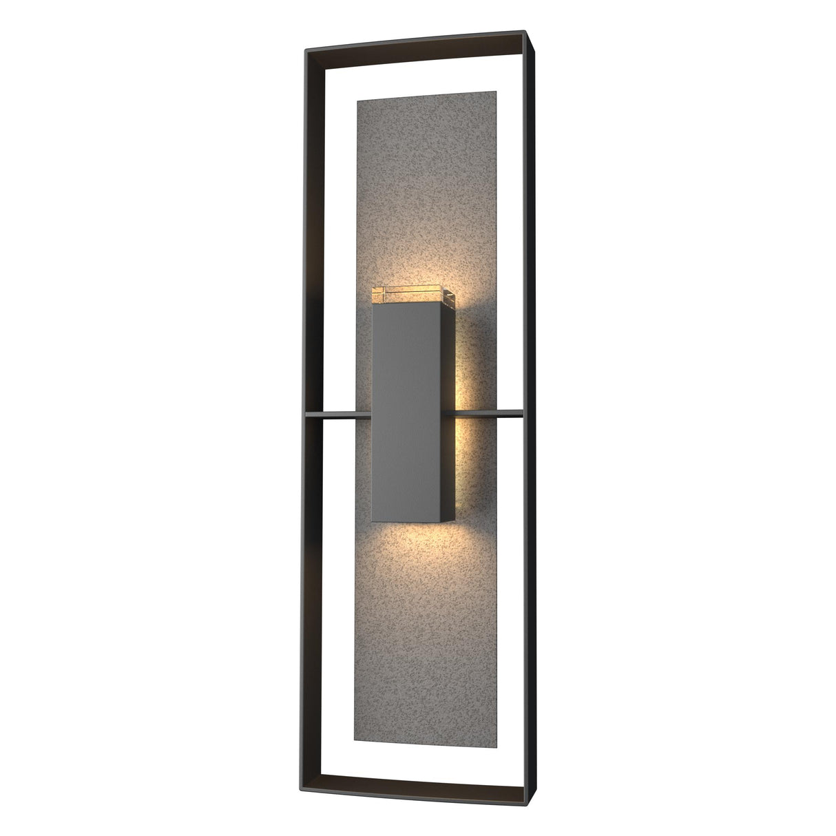 Hubbardton Forge 2020 Coastal Black Coastal Natural Iron Clear Glass (ZM) Shadow Box Tall Outdoor Sconce