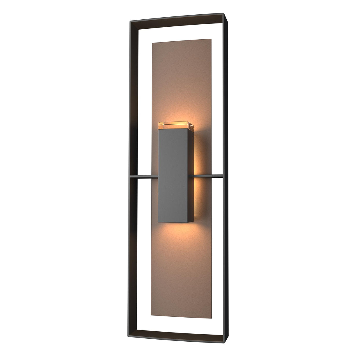Hubbardton Forge 2020 Coastal Black Coastal Bronze Clear Glass (ZM) Shadow Box Tall Outdoor Sconce