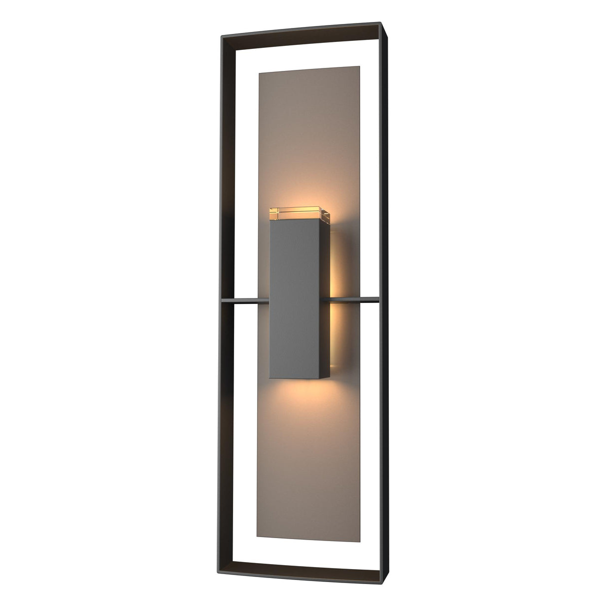 Hubbardton Forge 2020 Coastal Black Coastal Dark Smoke Clear Glass (ZM) Shadow Box Tall Outdoor Sconce