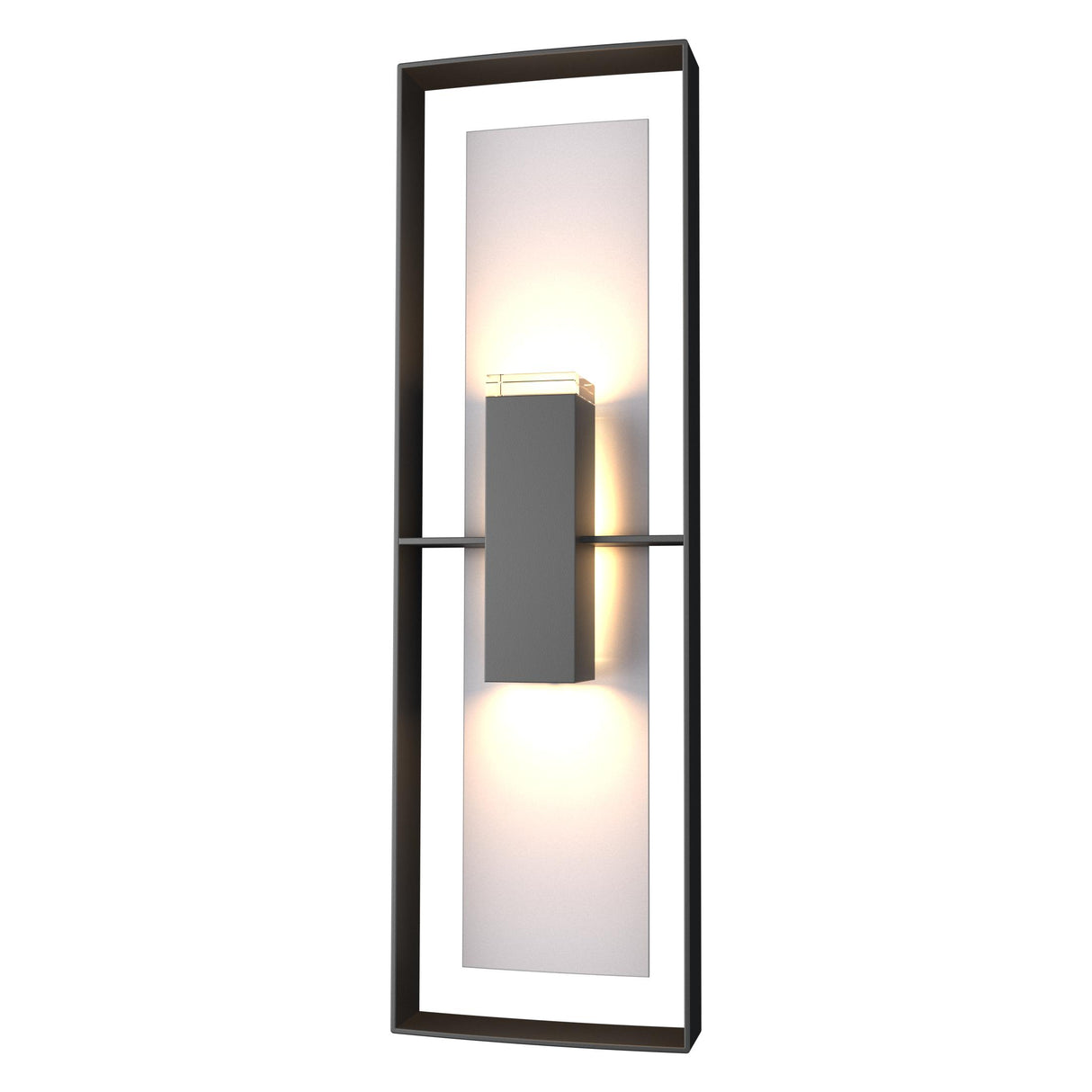 Hubbardton Forge 2020 Coastal Black Coastal Burnished Steel Clear Glass (ZM) Shadow Box Tall Outdoor Sconce