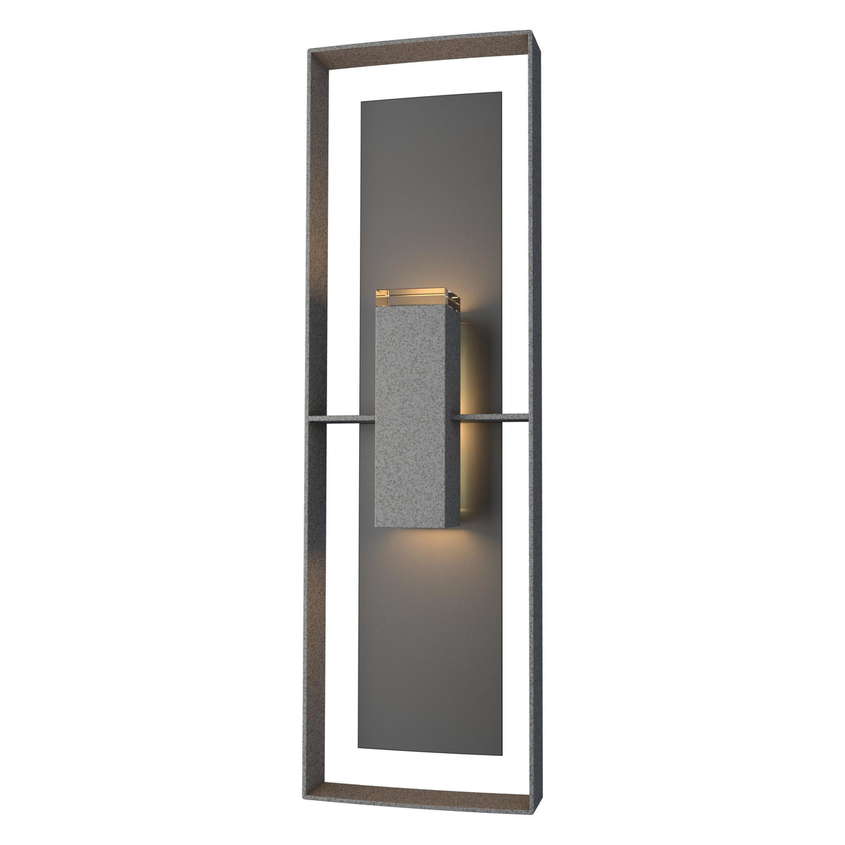 Hubbardton Forge 2020 Coastal Natural Iron Coastal Black Clear Glass (ZM) Shadow Box Tall Outdoor Sconce