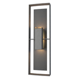Hubbardton Forge 2020 Coastal Natural Iron Coastal Black Clear Glass (ZM) Shadow Box Tall Outdoor Sconce