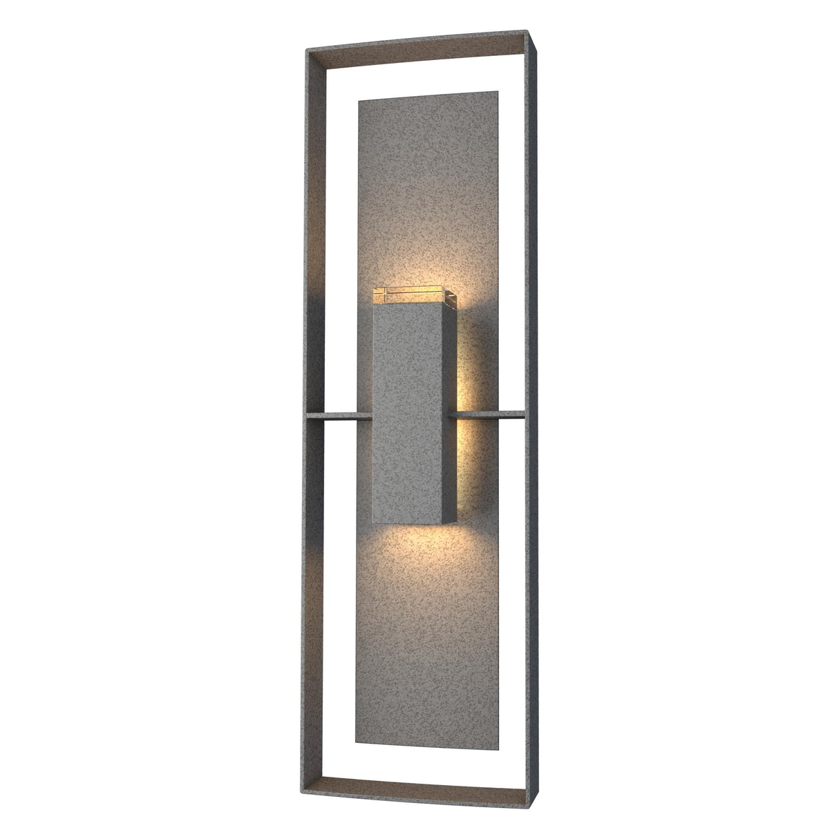 Hubbardton Forge 2020 Coastal Natural Iron Coastal Natural Iron Clear Glass (ZM) Shadow Box Tall Outdoor Sconce
