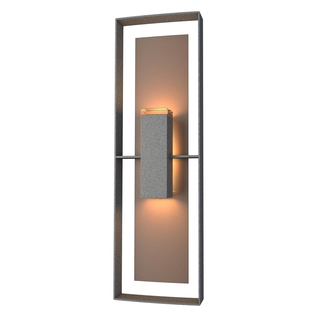 Hubbardton Forge 2020 Coastal Natural Iron Coastal Bronze Clear Glass (ZM) Shadow Box Tall Outdoor Sconce