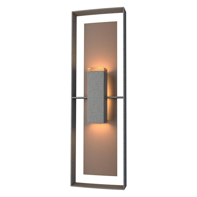Hubbardton Forge 2020 Coastal Natural Iron Coastal Bronze Clear Glass (ZM) Shadow Box Tall Outdoor Sconce