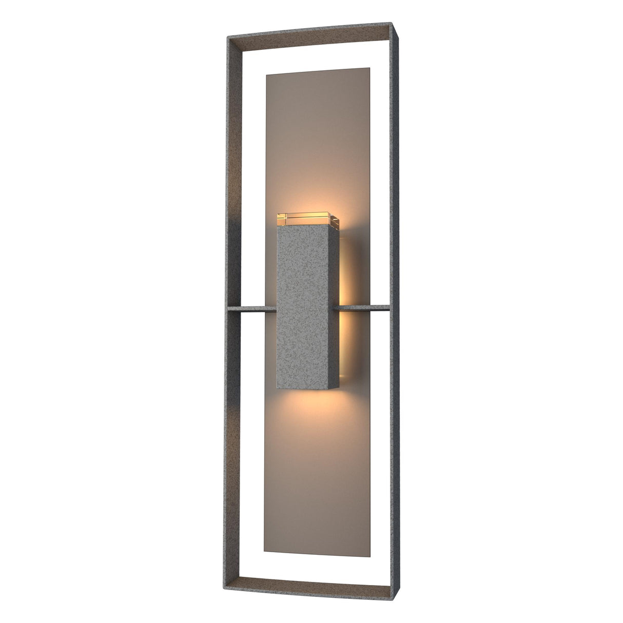 Hubbardton Forge 2020 Coastal Natural Iron Coastal Dark Smoke Clear Glass (ZM) Shadow Box Tall Outdoor Sconce