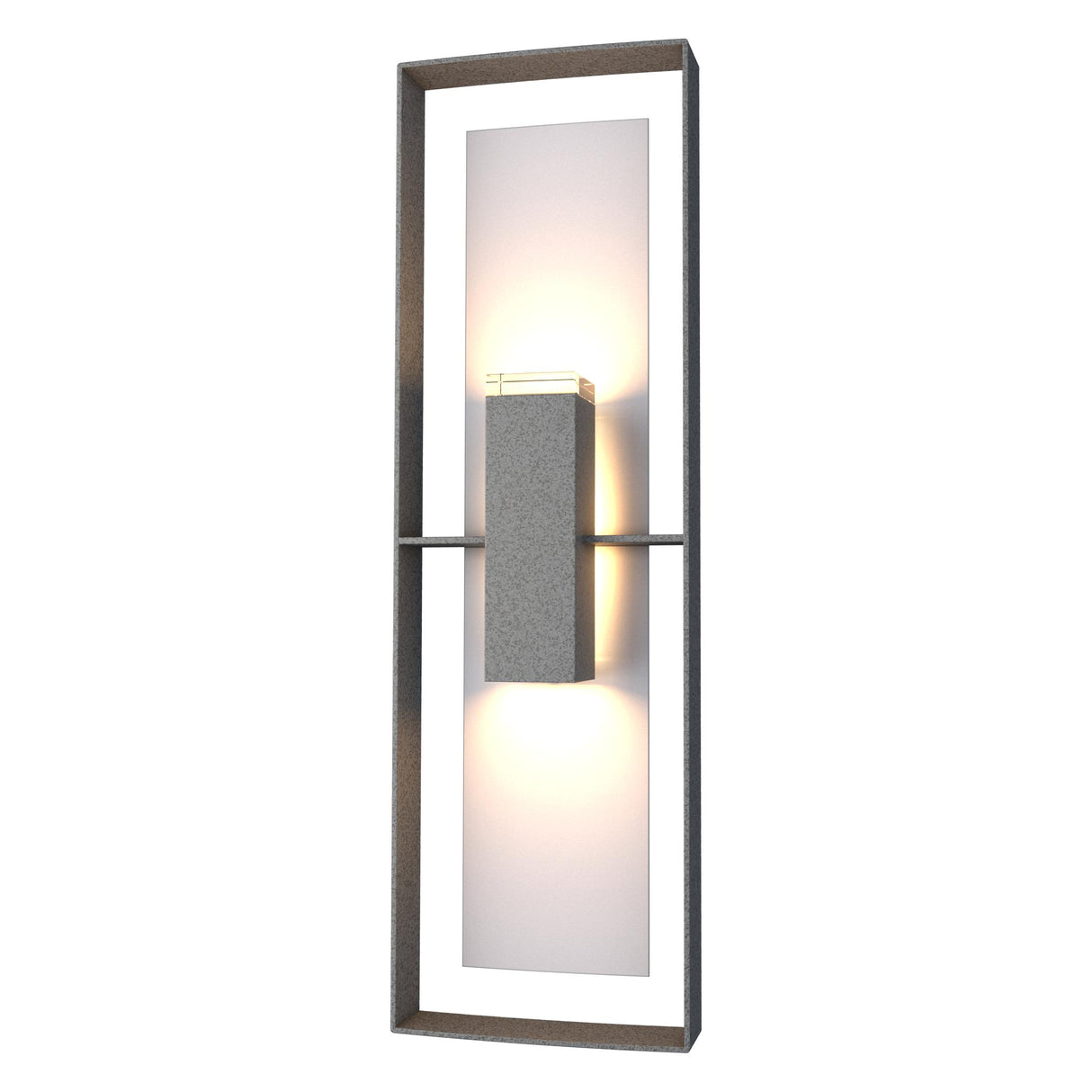 Hubbardton Forge 2020 Coastal Natural Iron Coastal Burnished Steel Clear Glass (ZM) Shadow Box Tall Outdoor Sconce