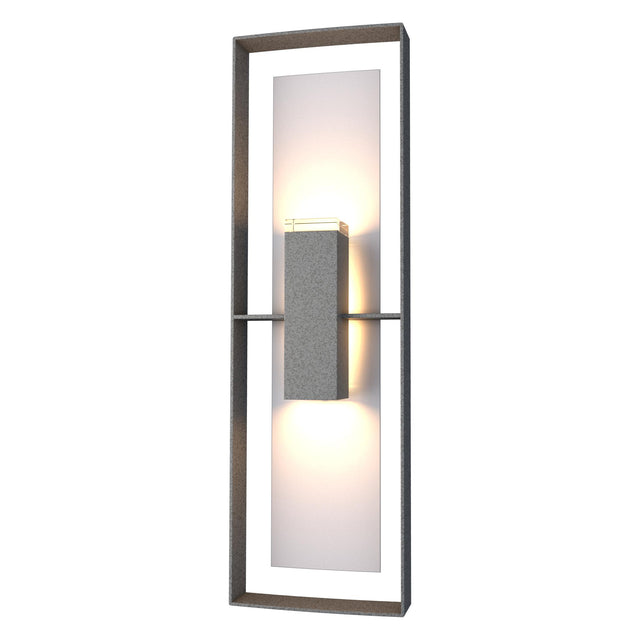 Hubbardton Forge 2020 Coastal Natural Iron Coastal Burnished Steel Clear Glass (ZM) Shadow Box Tall Outdoor Sconce