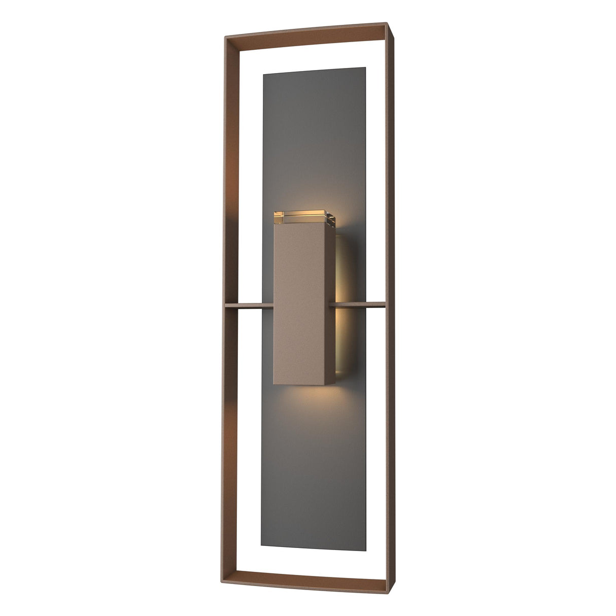 Hubbardton Forge 2020 Coastal Bronze Coastal Black Clear Glass (ZM) Shadow Box Tall Outdoor Sconce