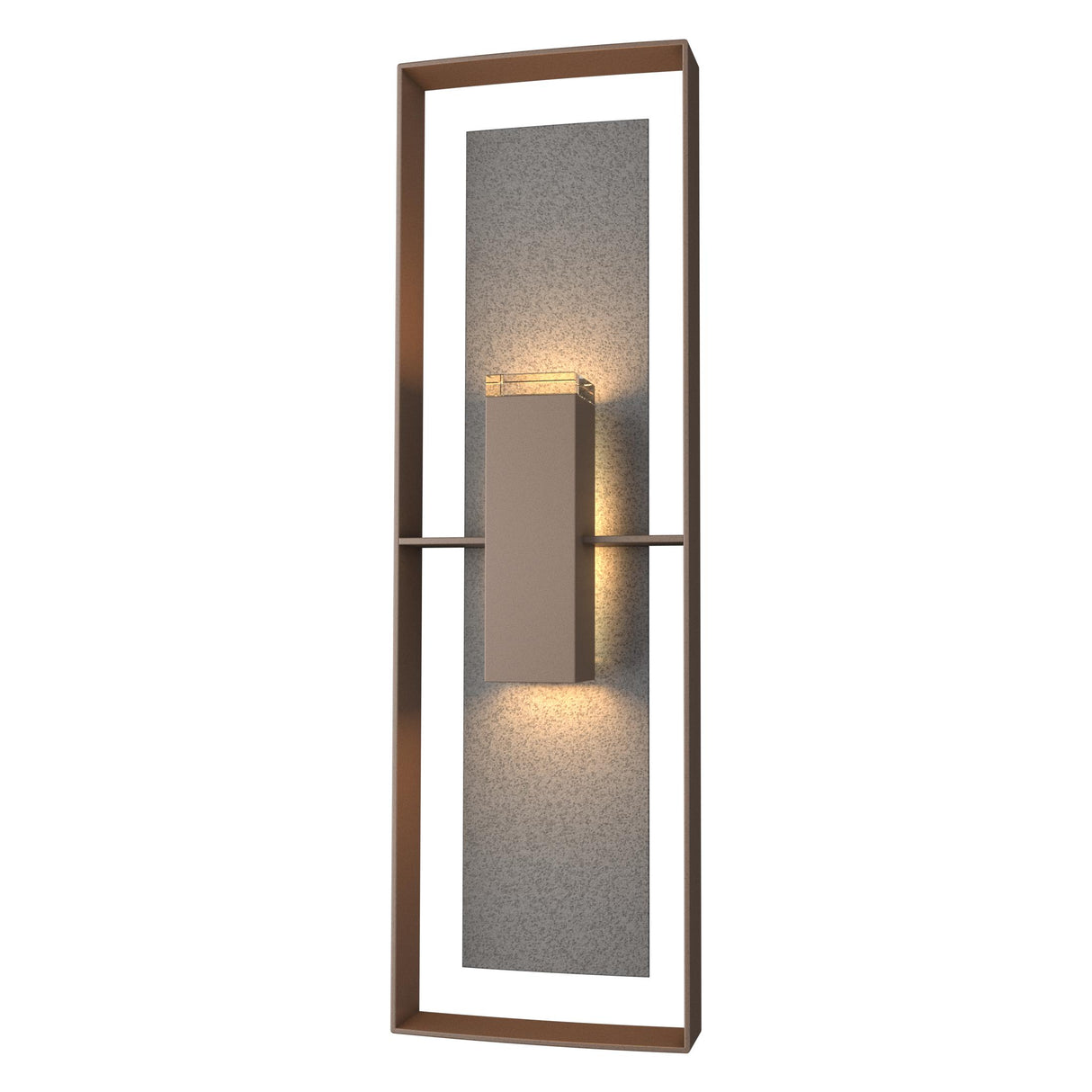 Hubbardton Forge 2020 Coastal Bronze Coastal Natural Iron Clear Glass (ZM) Shadow Box Tall Outdoor Sconce