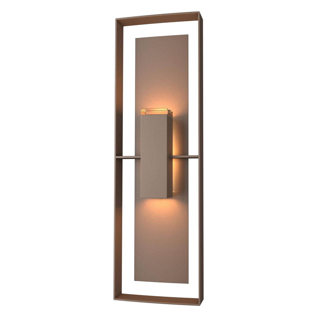 Hubbardton Forge 2020 Coastal Bronze Coastal Bronze Clear Glass (ZM) Shadow Box Tall Outdoor Sconce