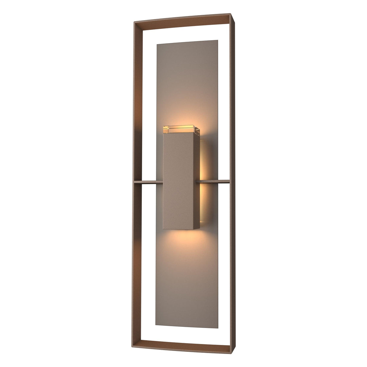 Hubbardton Forge 2020 Coastal Bronze Coastal Dark Smoke Clear Glass (ZM) Shadow Box Tall Outdoor Sconce