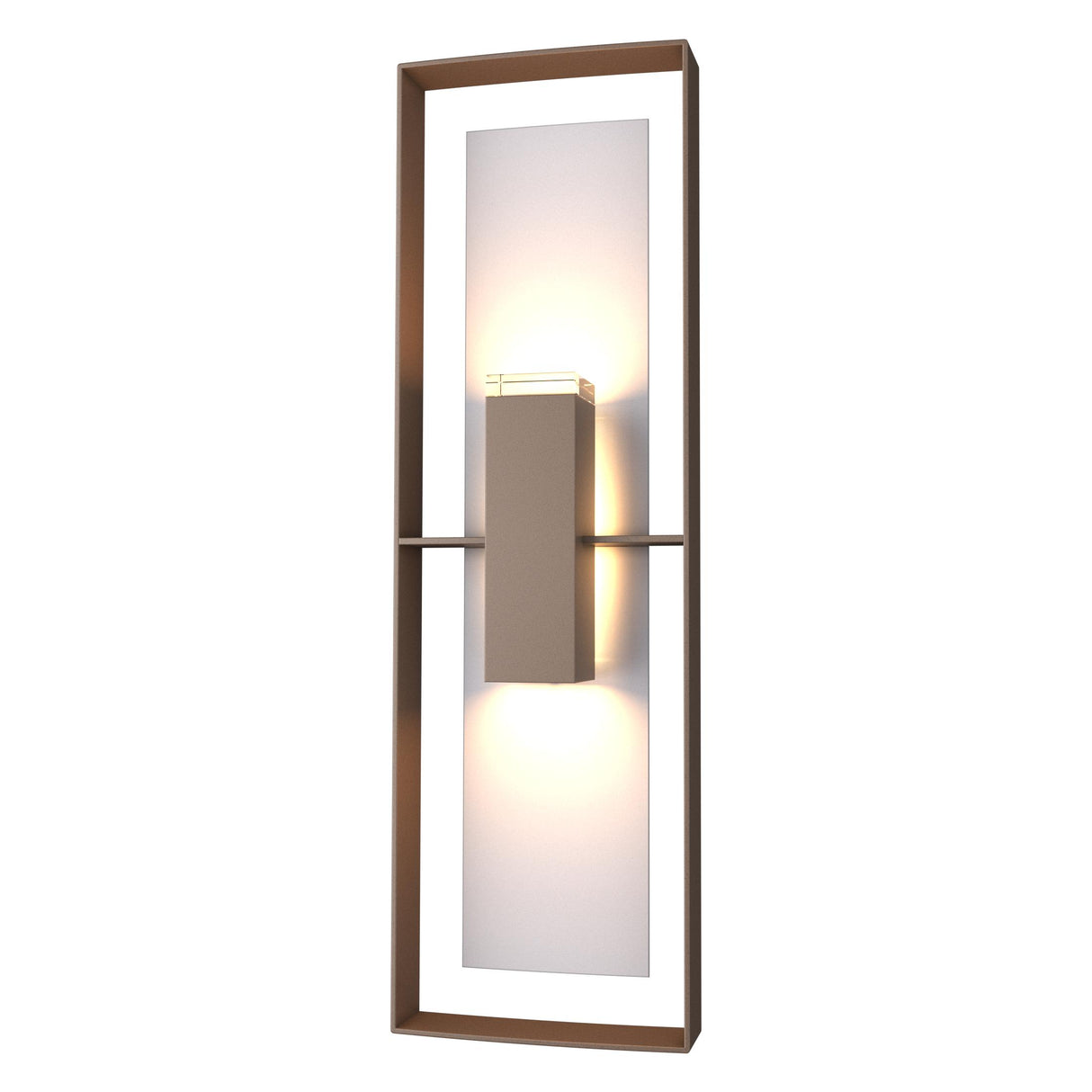 Hubbardton Forge 2020 Coastal Bronze Coastal Burnished Steel Clear Glass (ZM) Shadow Box Tall Outdoor Sconce