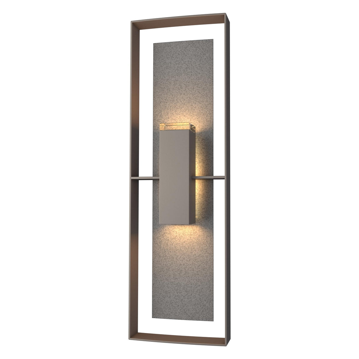 Hubbardton Forge 2020 Coastal Dark Smoke Coastal Natural Iron Clear Glass (ZM) Shadow Box Tall Outdoor Sconce