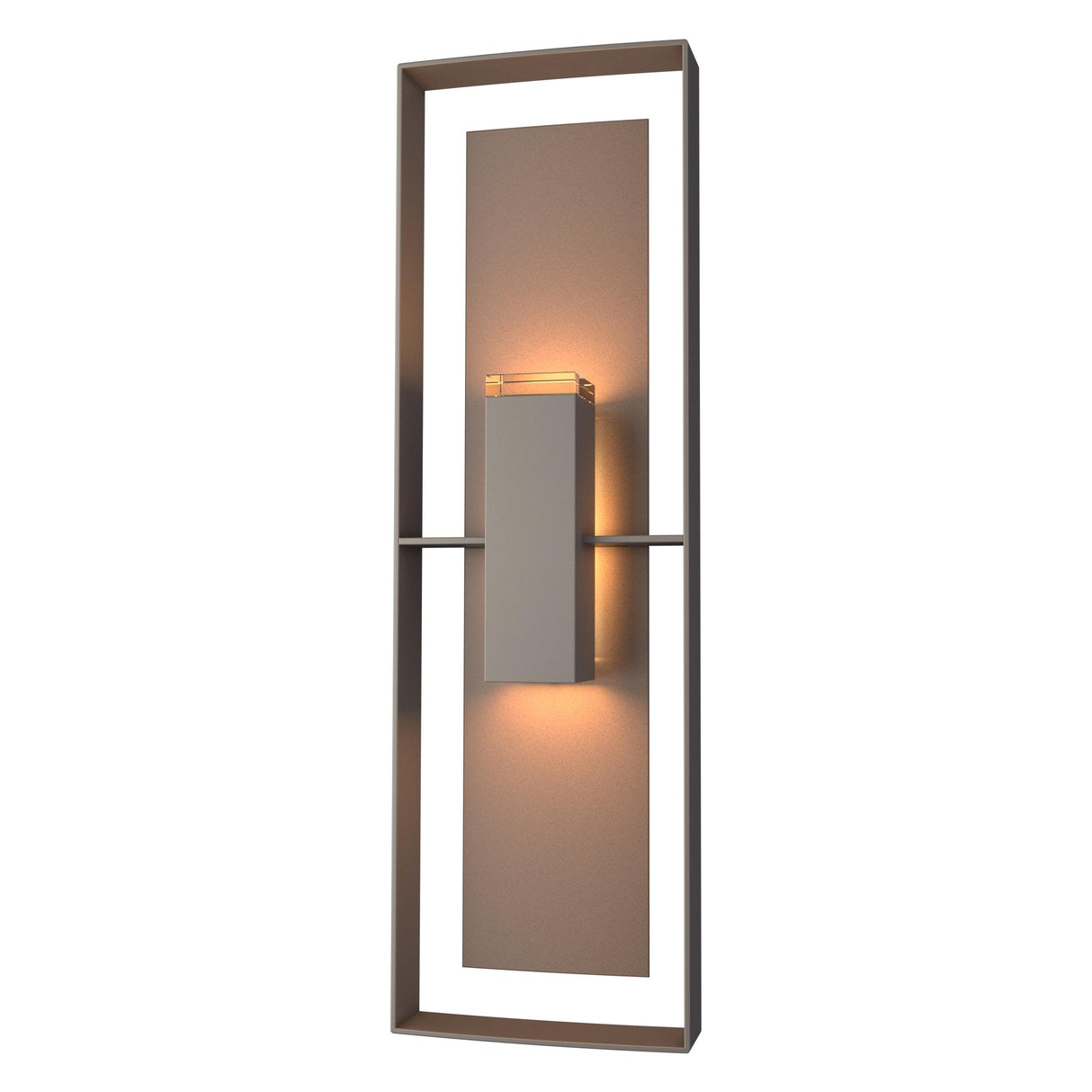 Hubbardton Forge 2020 Coastal Dark Smoke Coastal Bronze Clear Glass (ZM) Shadow Box Tall Outdoor Sconce