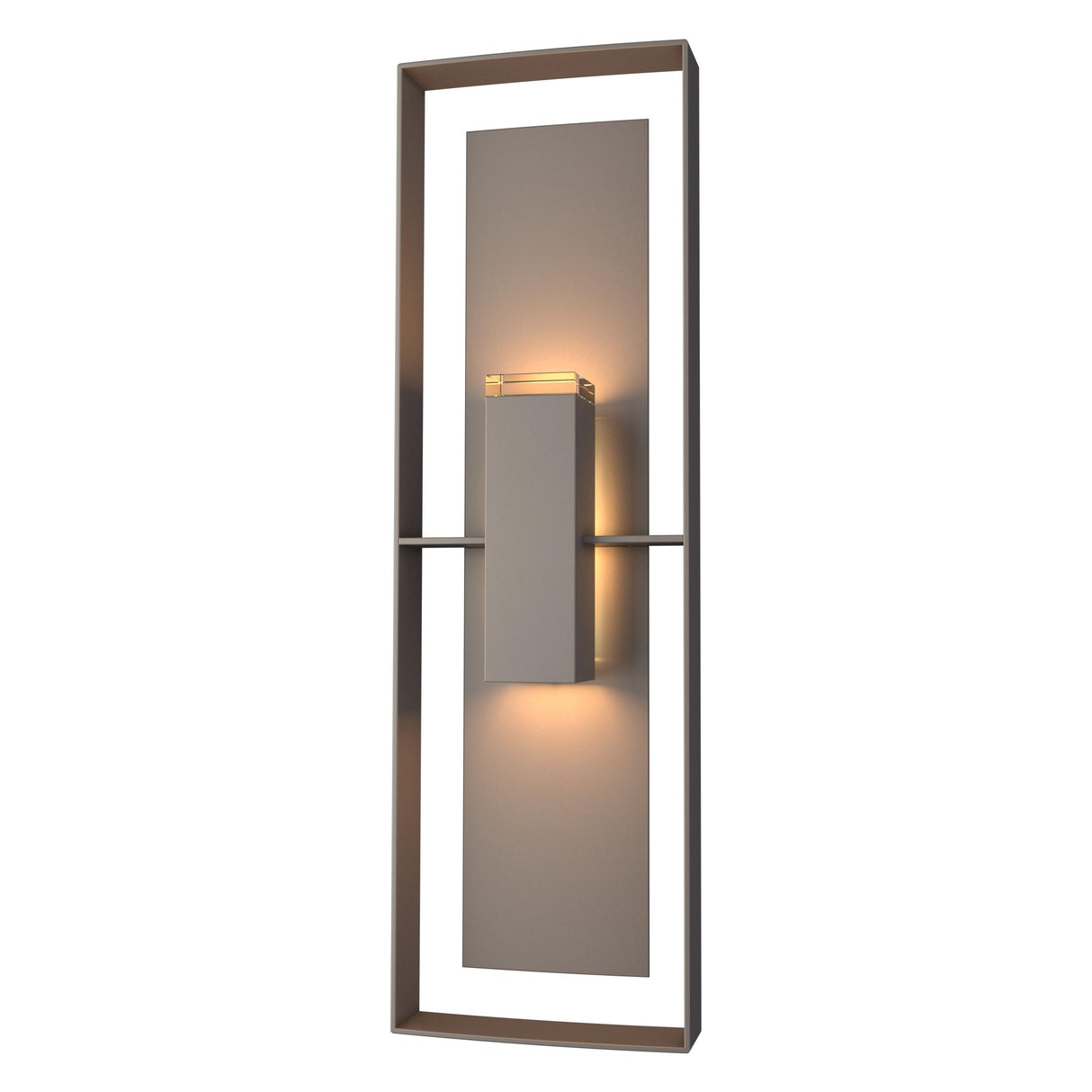 Hubbardton Forge 2020 Coastal Dark Smoke Coastal Dark Smoke Clear Glass (ZM) Shadow Box Tall Outdoor Sconce