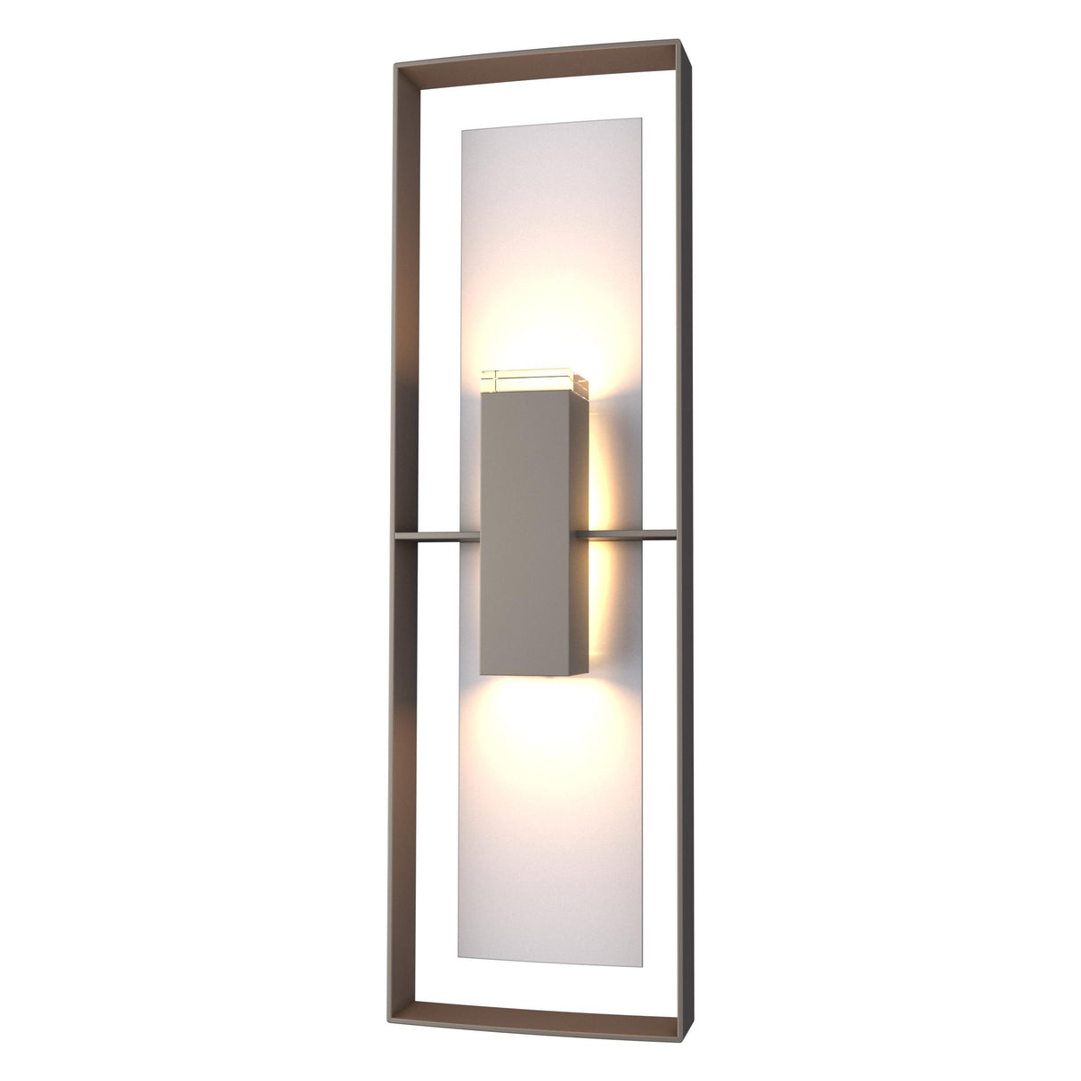Hubbardton Forge 2020 Coastal Dark Smoke Coastal Burnished Steel Clear Glass (ZM) Shadow Box Tall Outdoor Sconce