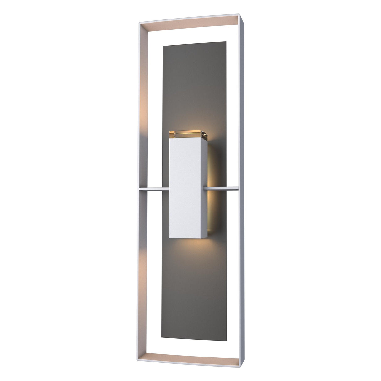Hubbardton Forge 2020 Coastal Burnished Steel Coastal Black Clear Glass (ZM) Shadow Box Tall Outdoor Sconce