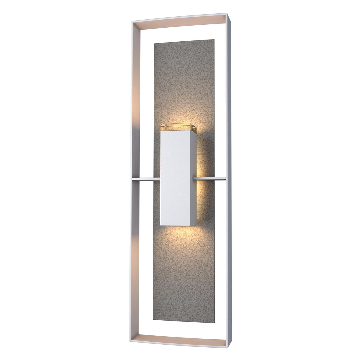 Hubbardton Forge 2020 Coastal Burnished Steel Coastal Natural Iron Clear Glass (ZM) Shadow Box Tall Outdoor Sconce