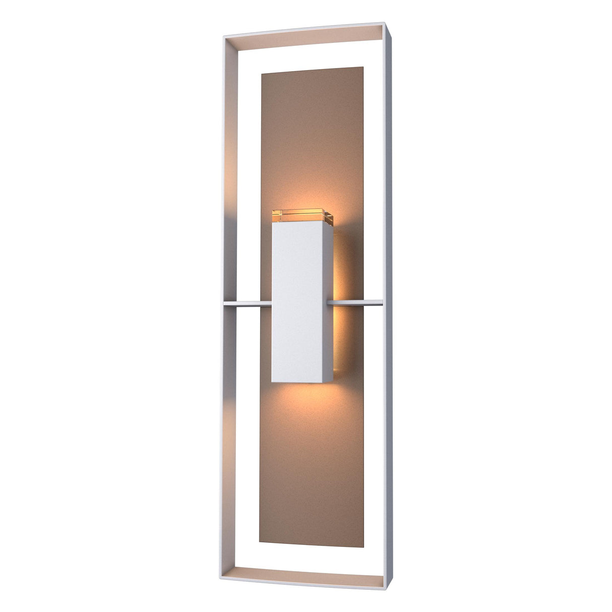Hubbardton Forge 2020 Coastal Burnished Steel Coastal Bronze Clear Glass (ZM) Shadow Box Tall Outdoor Sconce