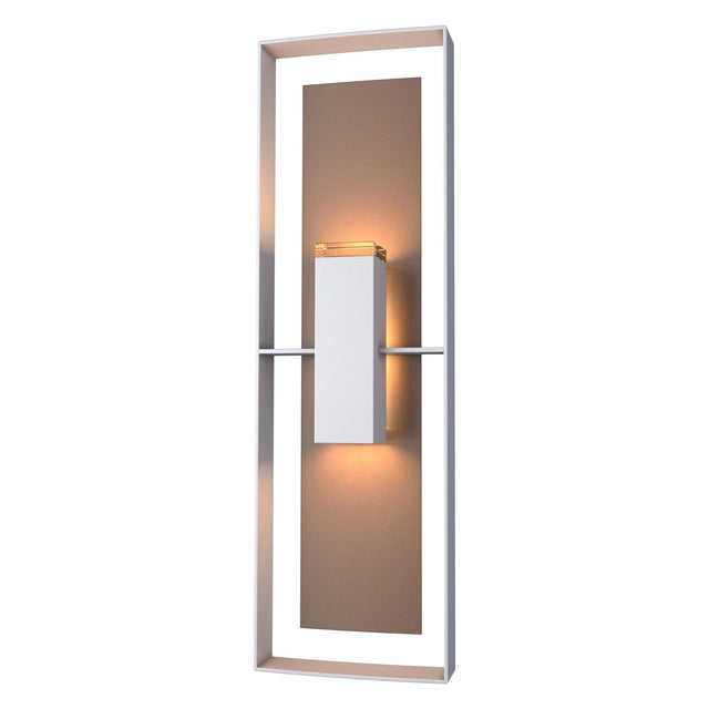 Hubbardton Forge 2020 Coastal Burnished Steel Coastal Bronze Clear Glass (ZM) Shadow Box Tall Outdoor Sconce