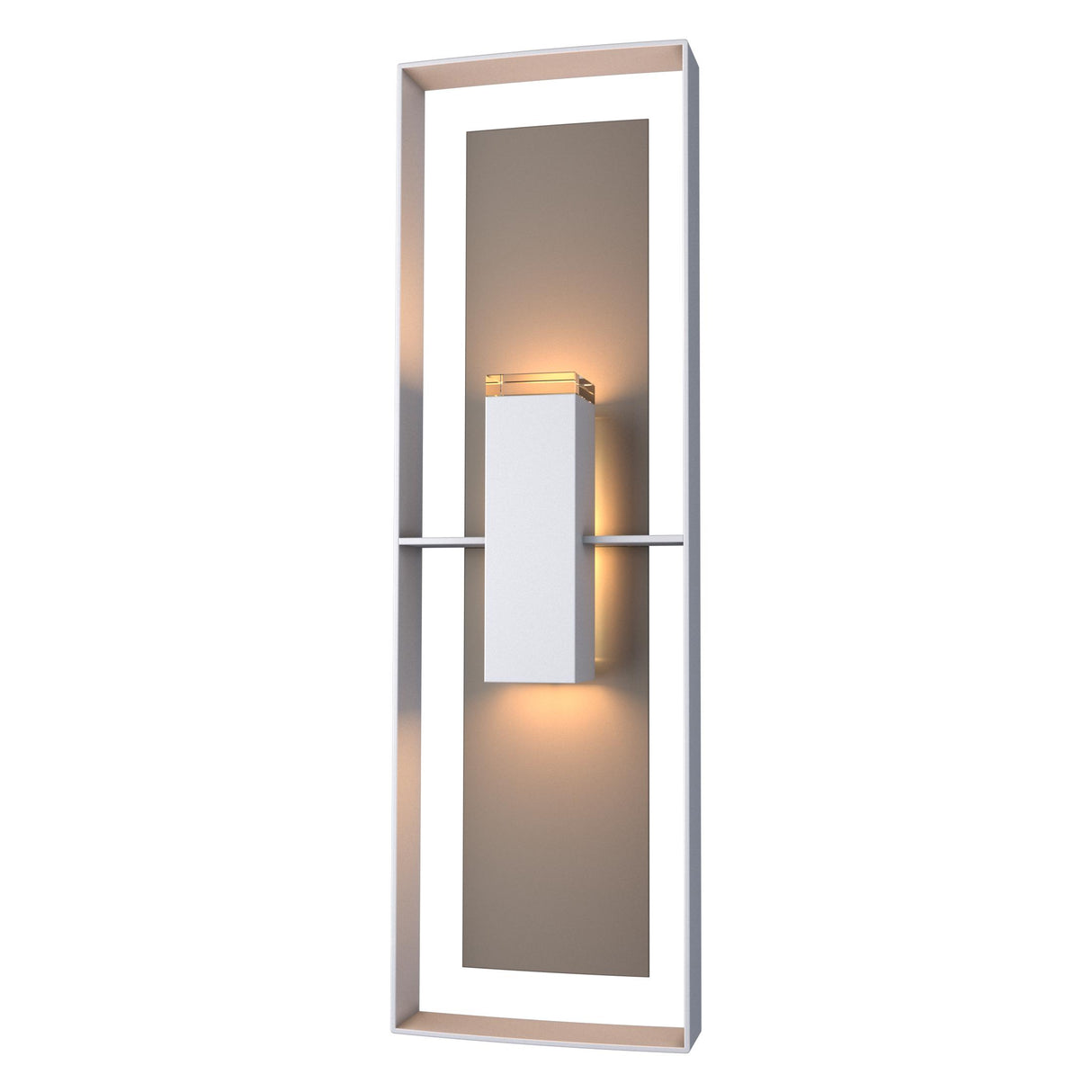 Hubbardton Forge 2020 Coastal Burnished Steel Coastal Dark Smoke Clear Glass (ZM) Shadow Box Tall Outdoor Sconce