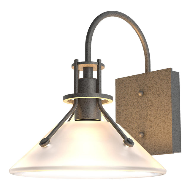 Hubbardton Forge 2020 Coastal Natural Iron Frosted Glass (FD) Henry Small Glass Shade Outdoor Sconce