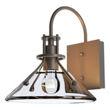 Hubbardton Forge 2020 Coastal Dark Smoke Clear Glass (ZM) Henry Small Glass Shade Outdoor Sconce