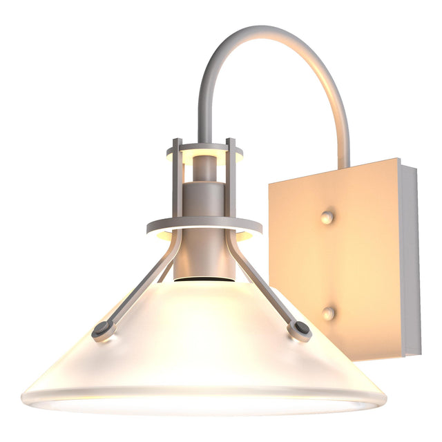 Hubbardton Forge 2020 Coastal Burnished Steel Frosted Glass (FD) Henry Small Glass Shade Outdoor Sconce